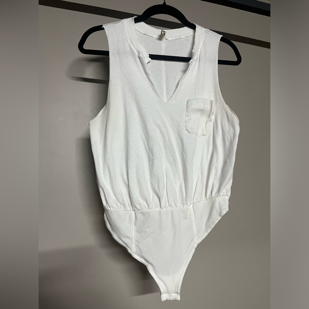 Free People White In Your Pocket Bodysuit